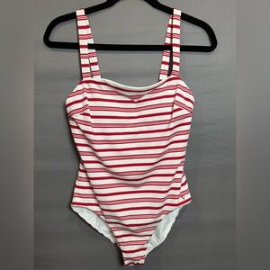 Vineyard Vines White and Red Striped Swimsuit, Size S